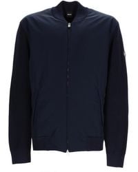 BOSS - Solid Mock Collar Jacket - Lyst