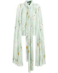 Balenciaga - Elegant Floral Pleated Blouse With Padded Shoulders - Lyst