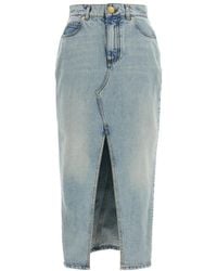 Balmain - Denim Midi Skirt - Lyst