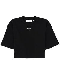 Off-White c/o Virgil Abloh - Cropped T-Shirt With Logo Cotton T-Shirts - Lyst