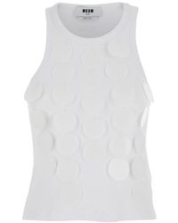 MSGM - Embellished Round Neck Top - Lyst