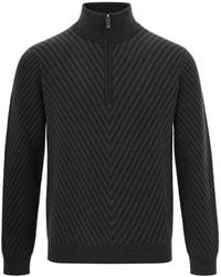 Emporio Armani - Chevron Half-Zip Sweater - Lyst