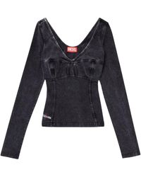 DIESEL - Long-Sleeved Denim Effect Top - Lyst