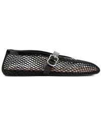 Alaïa - Rhinestone-Embellished Leather Ballet Flats - Lyst