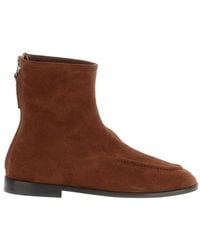Hereu - Soft Suede Ankle Boots With Seam Detail And Back Zip - Lyst