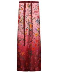 Gucci - Silk Trousers With Flora Print - Lyst