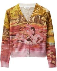 Versace - Printed Silk Knit Cardigan - Lyst