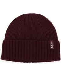 Barbour - Wine Logo Beanie Cap - Lyst