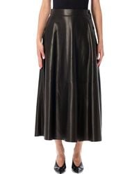 Ralph Lauren - Vickie Leather Midi Skirt - Lyst