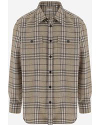 Burberry - Check Pattern Wool Shirt - Lyst
