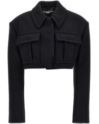 Stella McCartney - Cropped Wool Jacket With Button Closure - Lyst