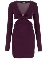 DSquared² - Plum Viscose Mini Dress - Lyst