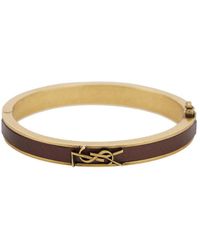 Saint Laurent - Ysl Leather Bracelet - Lyst