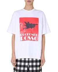 MSGM - Graphic Crew Neck T-Shirt - Lyst