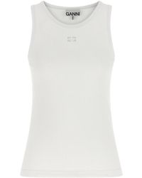 Ganni - Logo Round Neck Top - Lyst