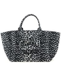 Ganni - 'Leopard Sequin Xxl Tote' Shopping Bag - Lyst