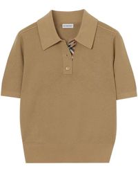 Burberry - Knit Polo With Check Trim - Lyst