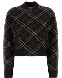 Burberry - Check Print Cardigan - Lyst
