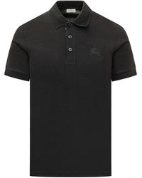 Burberry - Solid Shirt Collar Polo - Lyst