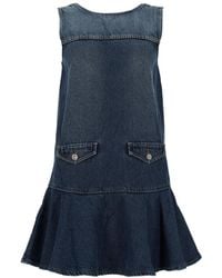 Ganni - Ganni Organic Cotton Denim Mini Dress - Lyst
