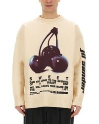 Jil Sander - Playful Wool Knit Sweater With Cherry Embroidery - Lyst