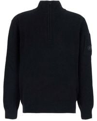 C.P. Company - Solid Mock Collar Sweatshirt - Lyst