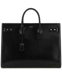 Saint Laurent - Logo-Debossed Tote Bag - Lyst