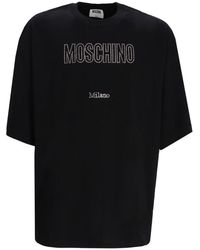 Moschino - Crewneck Crystal-Embellished T-Shirt - Lyst