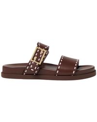 Fendi - Chic Double Band Sandals With Decorative Buckle - Lyst