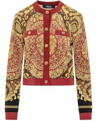 Versace - Printed Round Neck Cardigan - Lyst