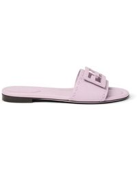 Fendi - Baguette Leather Flat Sandals - Lyst