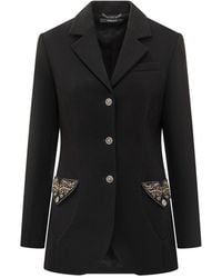 Versace - Embellished Notched Lapel Blazer - Lyst