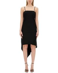 Helmut Lang - Asymmetric Virgin Wool Midi Dress - Lyst