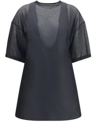 Balenciaga - Solid V Neck Mini Dress - Lyst