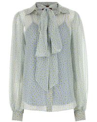 Gucci - Floral Print Chiffon Silk Shirt - Lyst
