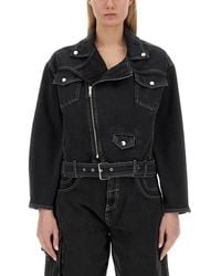 Moschino - Cropped Denim Jacket - Lyst