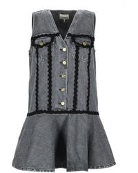 Ganni - V Neck Mini Dress - Lyst