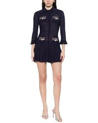 Self-Portrait - Embellished Shirt Collar Mini Dress - Lyst