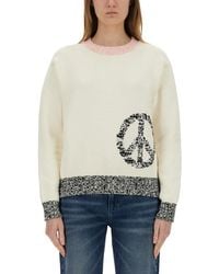 Moschino - Relaxed Fit Sweater With Unique Inlay Pattern - Lyst
