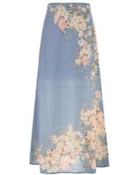 Zimmermann - Cascadian Bias Skirt Skirts Blue - Lyst