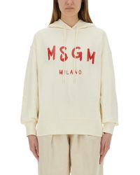 MSGM - Relaxed-Fit Sweatshirt With Brushed Logo - Lyst