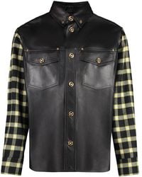 Versace - Sophisticated Leather Shirt With Embellished Details - Lyst