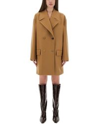 Moschino - Double-Breasted Wool Coat With Wide Lapel - Lyst