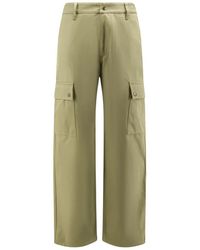 Burberry - Cotton Trousers With Logo Embroidery - Lyst