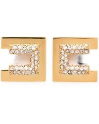 Elisabetta Franchi - Golden Logo Stud Earrings - Lyst
