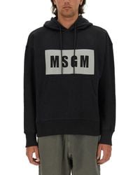 MSGM - Logo Hood Sweatshirt - Lyst