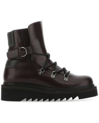 Ferragamo - Borwn Solid Round Toe Boots - Lyst