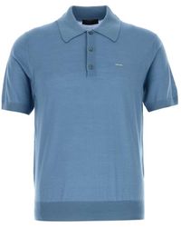 Prada - None Solid Shirt Collar Polo - Lyst