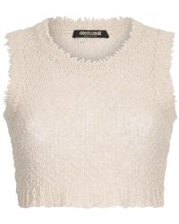 Roberto Cavalli - Ivory Textured Knit Top - Lyst