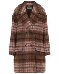Moschino - Double-Breasted Check Coat - Lyst